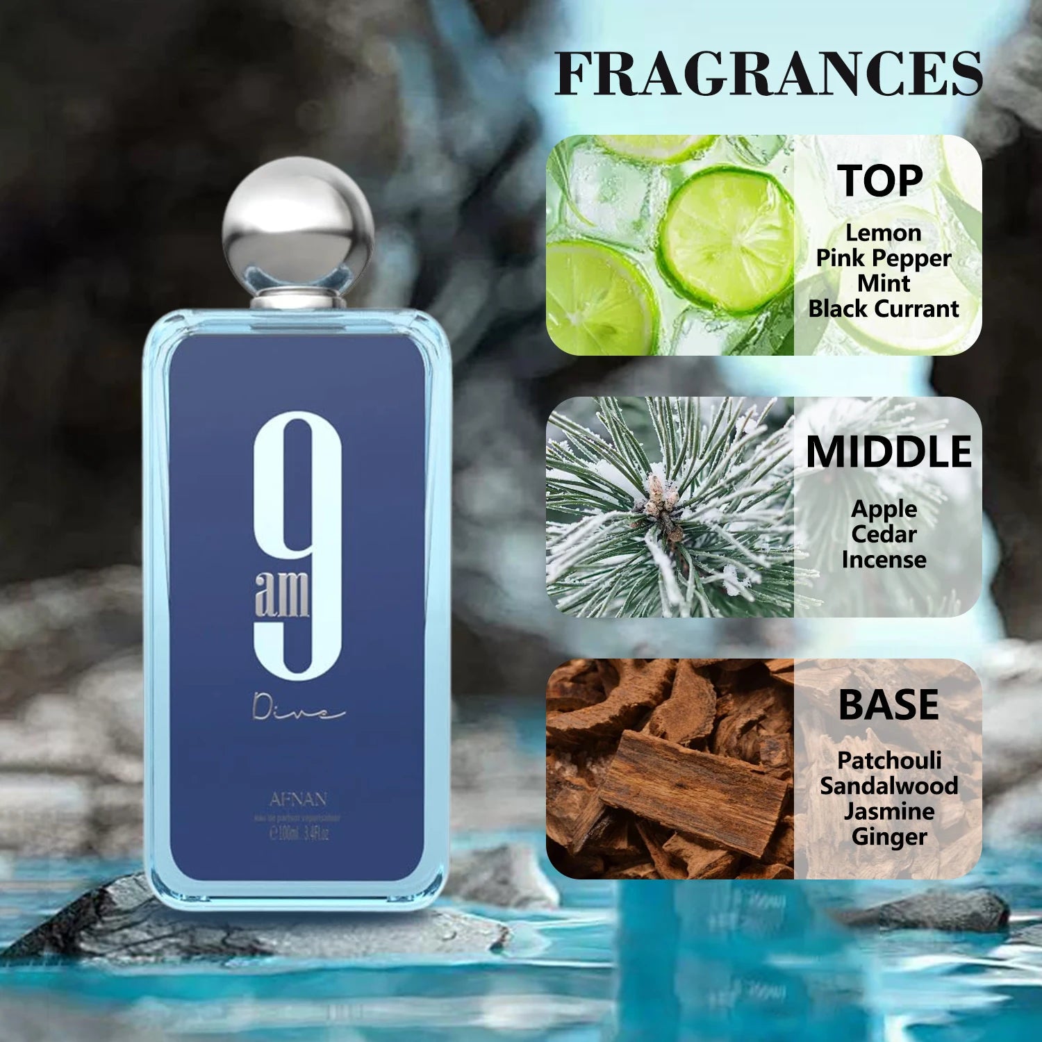 9 Am Dive By Afnan For Unisex EDP Spray 3.4 oz